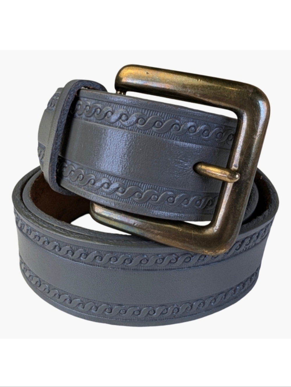 Comanche Vintage Hand Tooled Western Leather Belt With Brass Buckle | Size 36